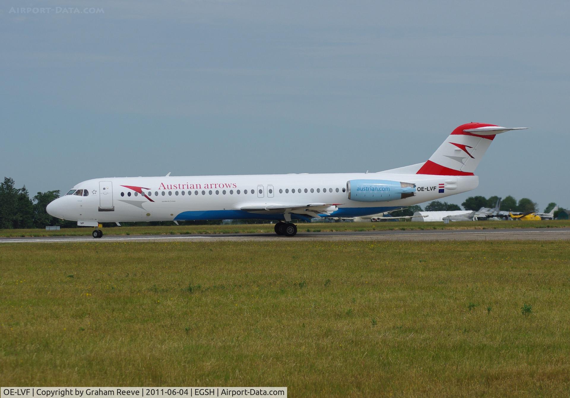 OE-LVF, 1993 Fokker 100 (F-28-0100) C/N 11483, About to depart.