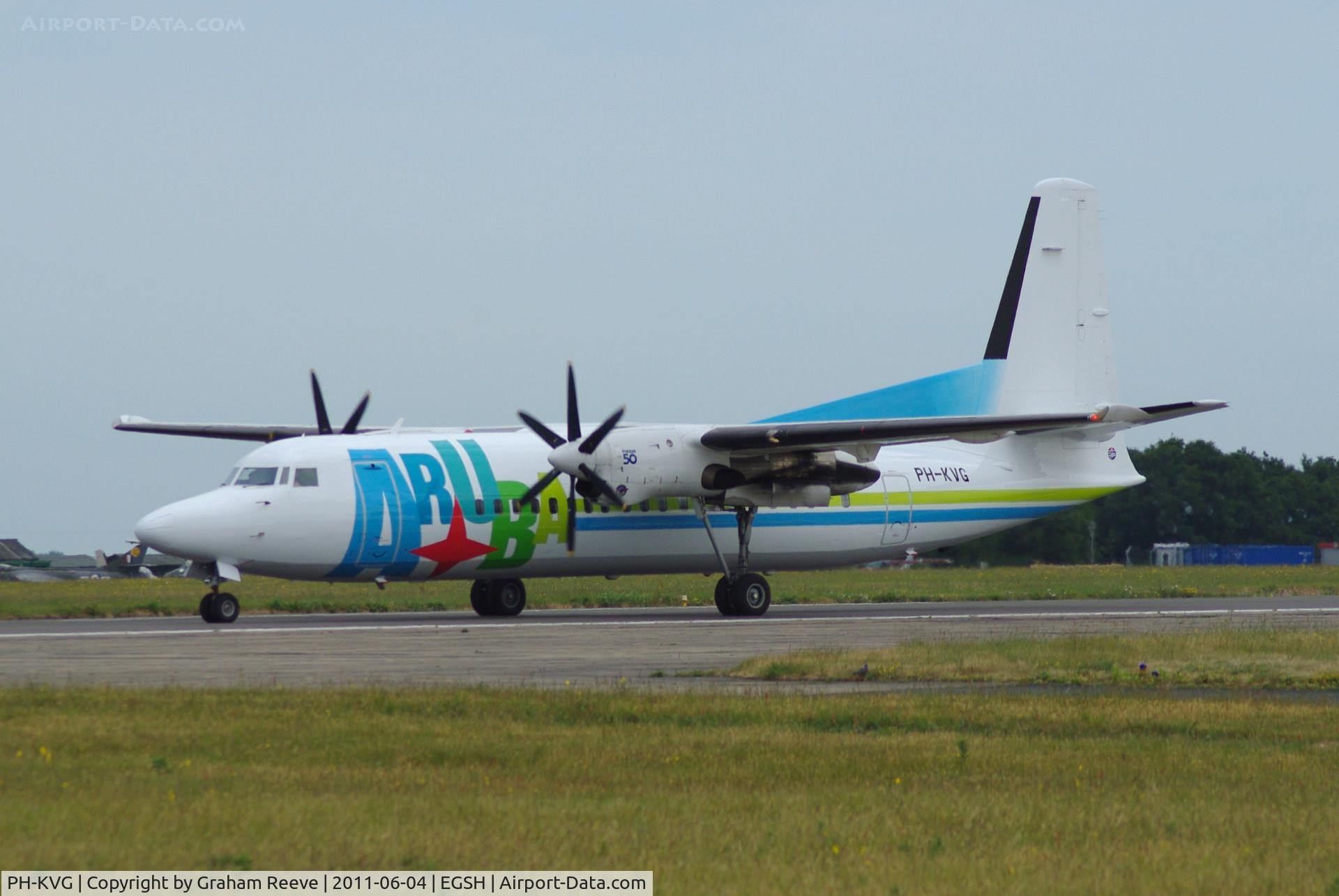 PH-KVG, 1991 Fokker 50 C/N 20211, About to depart.