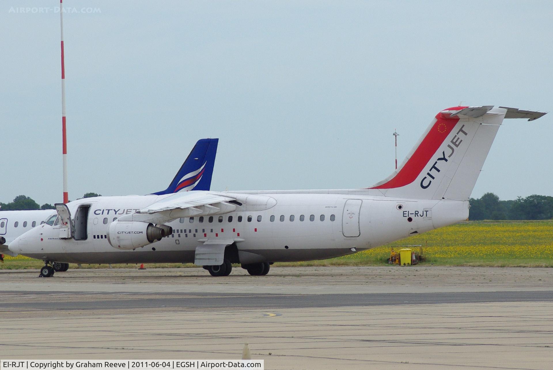 EI-RJT, 2000 British Aerospace Avro 146-RJ85A C/N E2366, Parked at Norwich.