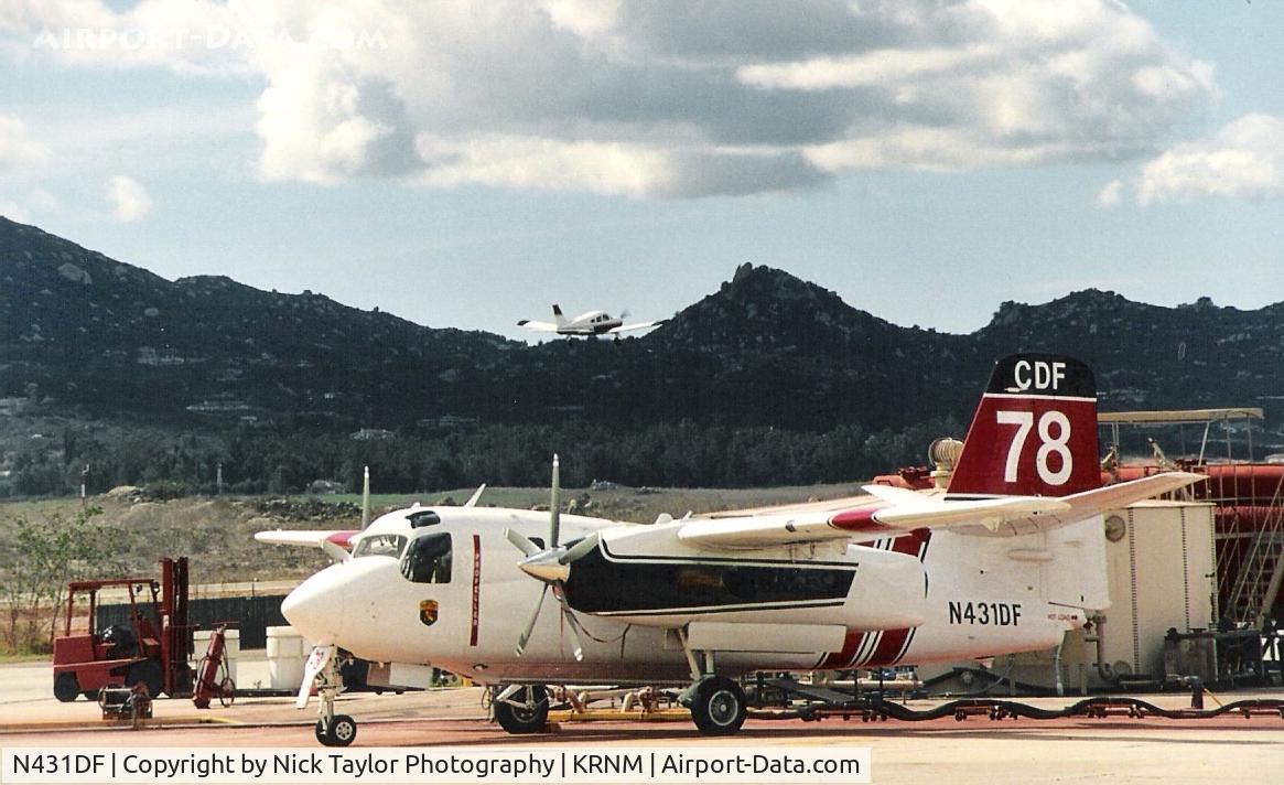 N431DF, 2001 Marsh Aviation S-2F3AT C/N 149265, Tanker 78 sits at Ramona during the off season. Scanned photo.