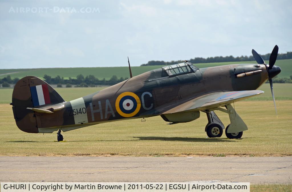 G-HURI, 1942 Hawker (CCF) Hurricane Mk12A C/N 72036, SHOT AT AT HEADCORN