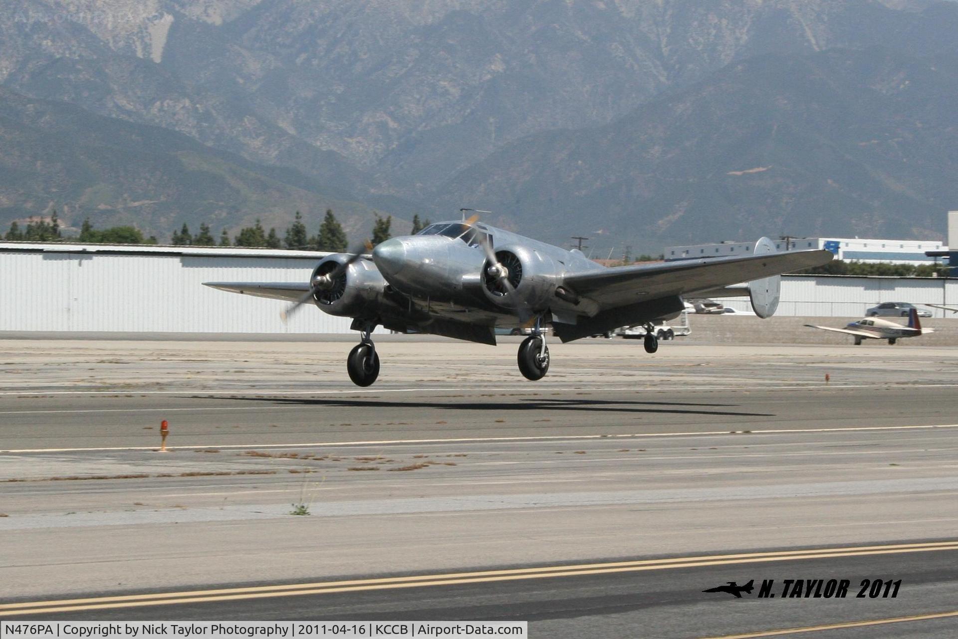 N476PA, 1952 Beech Expeditor 3NM (D18S) C/N CA-265, Landing at Cable