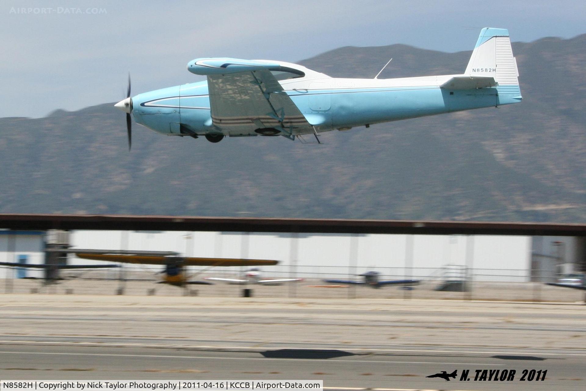 N8582H, 1947 North American Navion (NA-145) C/N NAV-4-557, Low Pass at Cable
