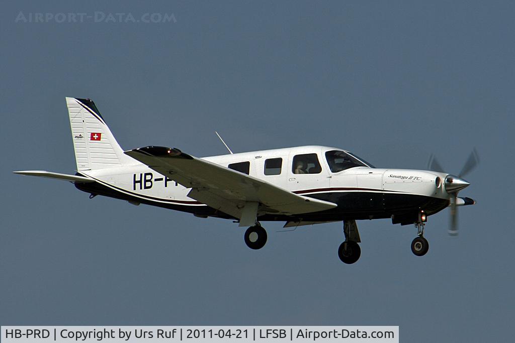 HB-PRD, 2005 Piper PA-32R-301T Turbo Saratoga C/N 3257364, Pipeer PA-32R-301T Saratoga II landing at Basel rwy 15 from a local ¨flight