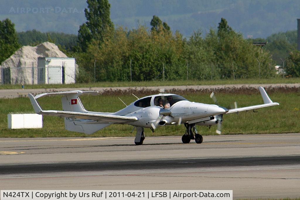 N424TX, Diamond DA-42 Twin Star C/N 42.058, Departing for a round trip over the region on Basel