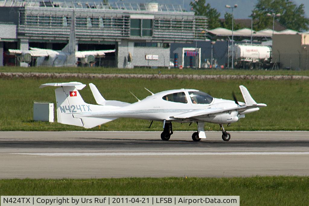 N424TX, Diamond DA-42 Twin Star C/N 42.058, Departing for a round trip over the region on Basel