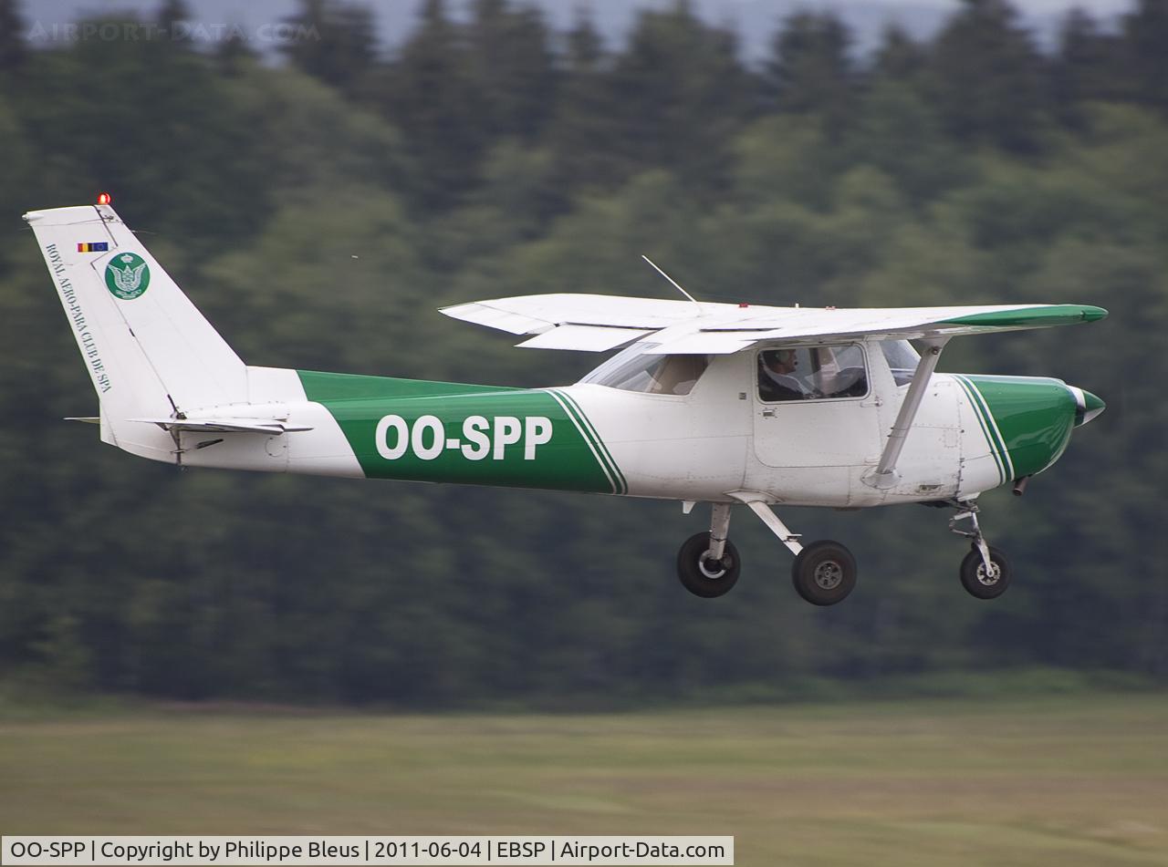 OO-SPP, 1984 Cessna 152 C/N 152-85903, Short final rwy 05. Nice motion blur on the scenery.