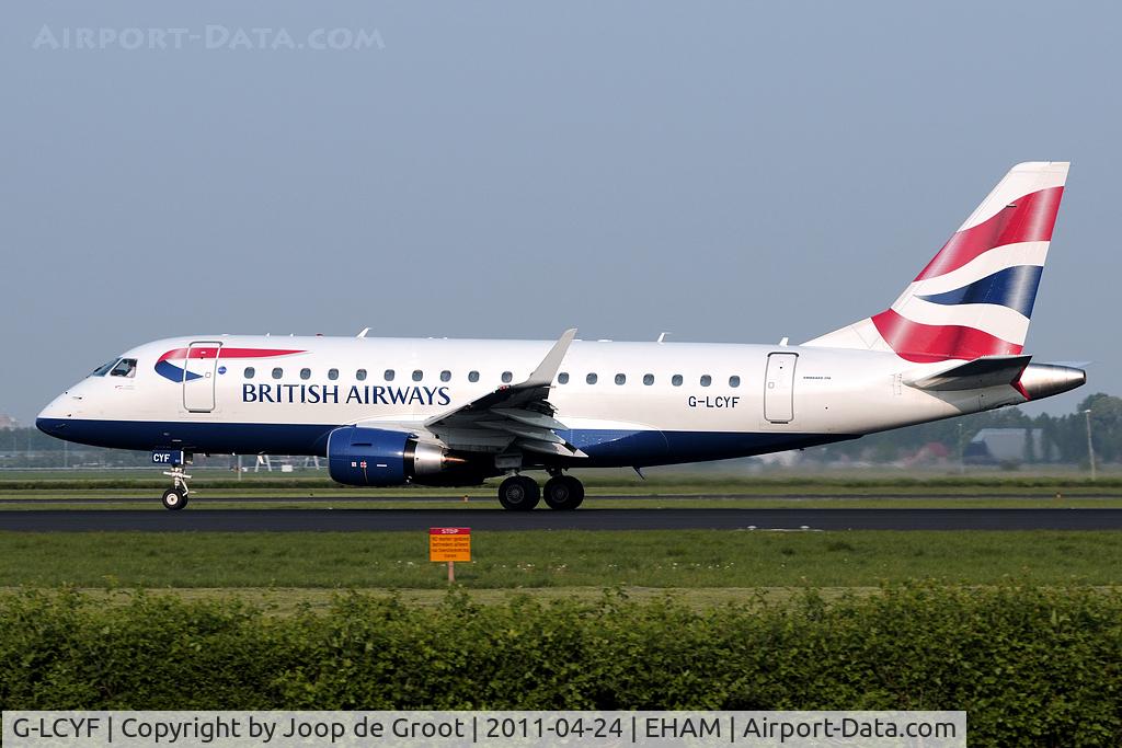 G-LCYF, 2009 Embraer 170STD (ERJ-170-100STD) C/N 17000298, take off rwy 18L
