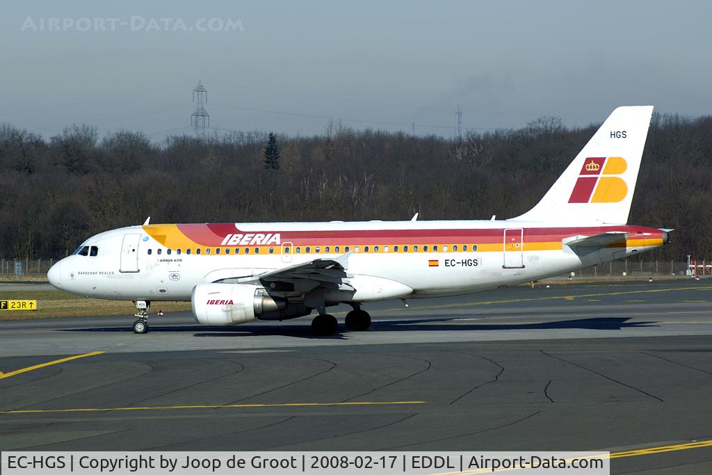 EC-HGS, 2000 Airbus A319-111 C/N 1180, Iberia departing DUS