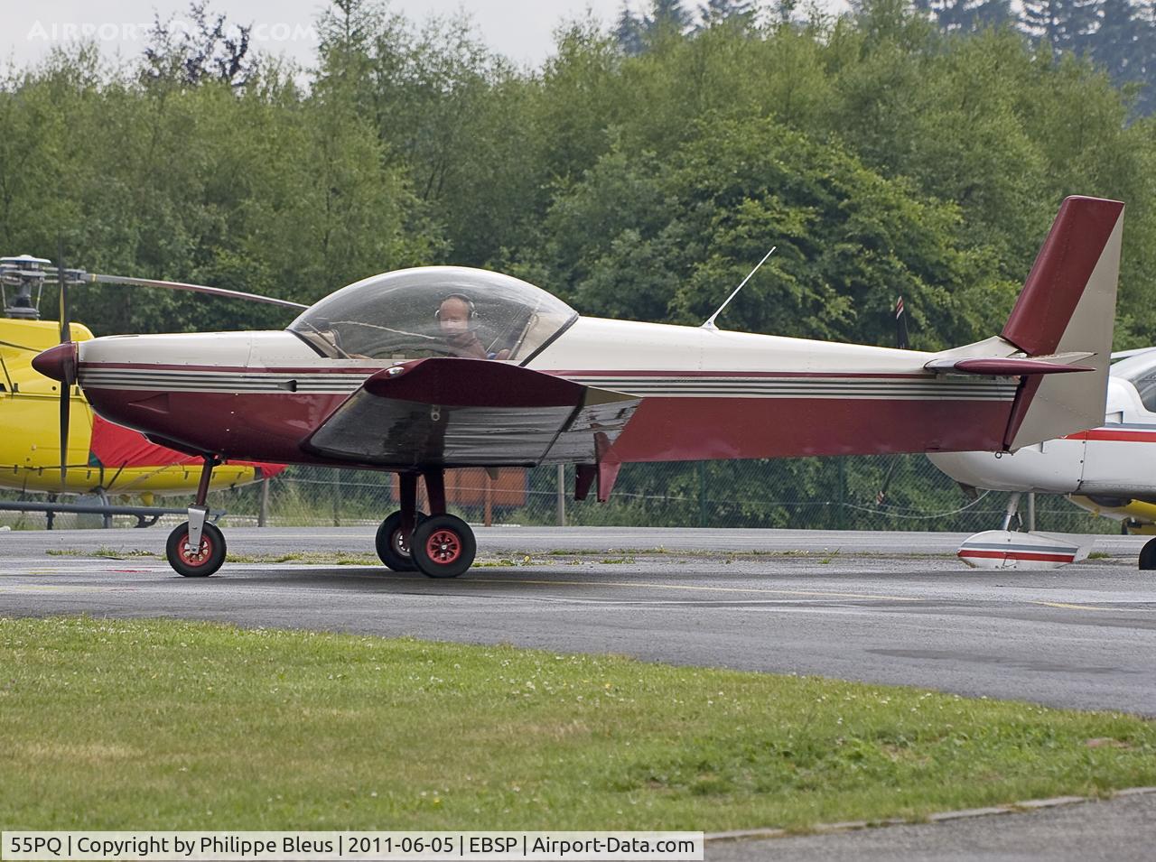 55PQ, Zenair CH-601 Zodiac C/N Not found 55PQ, Plane being moved from regular parking stand to flying club stand.