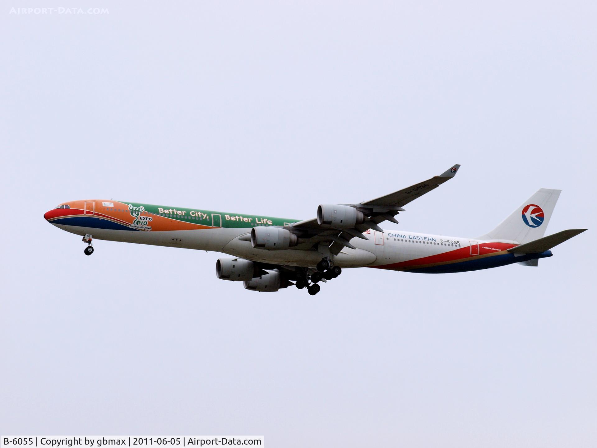 B-6055, 2004 Airbus A340-642 C/N 586, Going to a landing at JFK