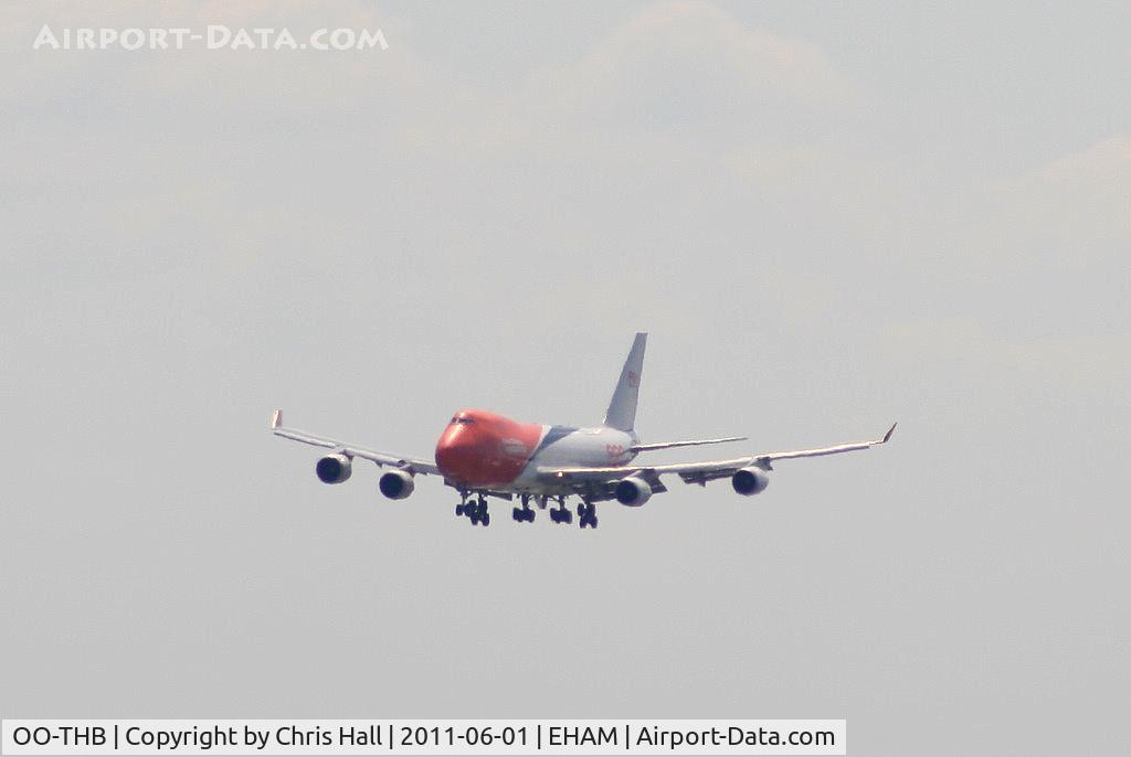 OO-THB, 2007 Boeing 747-4HAERF C/N 35234, TNT B747 on approach to RW36R