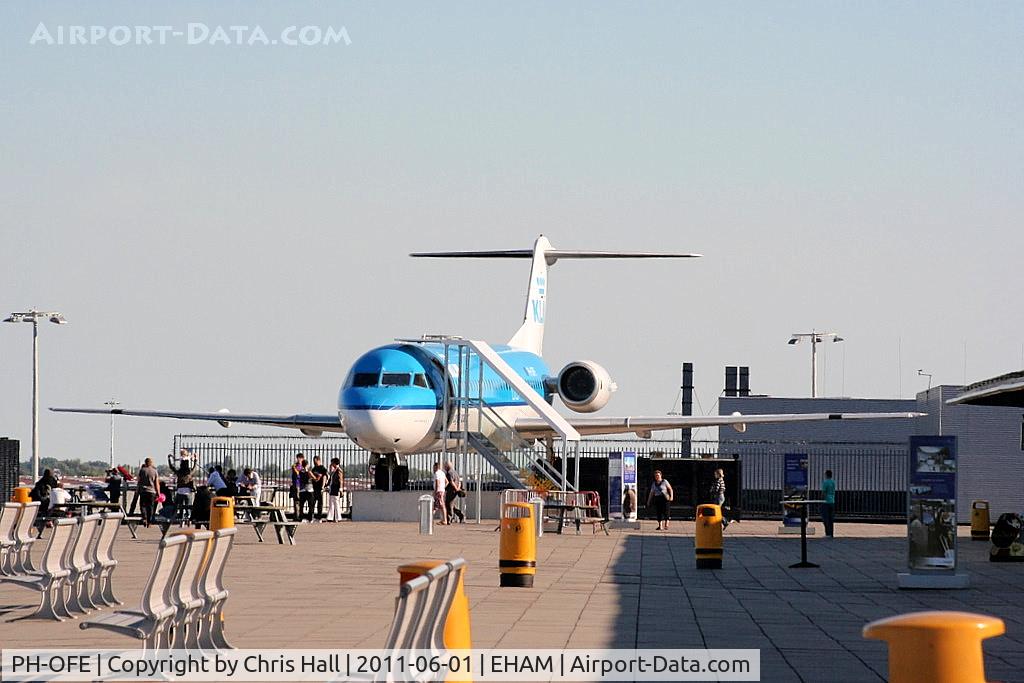 PH-OFE, 1989 Fokker 100 (F-28-0100) C/N 11260, preserved on the Panorama terrace at Schiphol