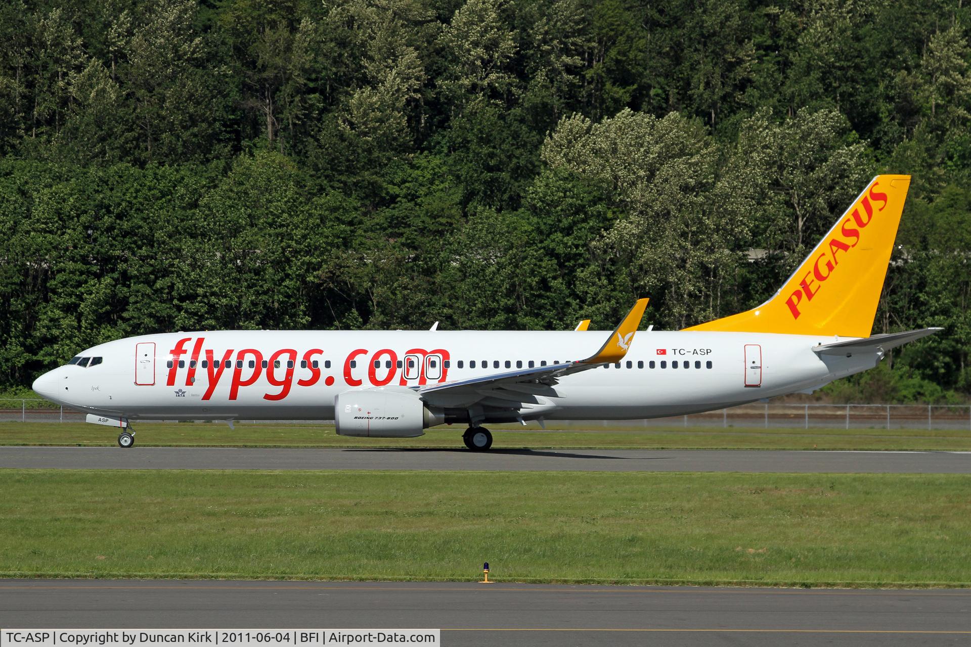 TC-ASP, 2011 Boeing 737-82R C/N 40011, Lates Pegasus aircraft on a customer flight at BFI