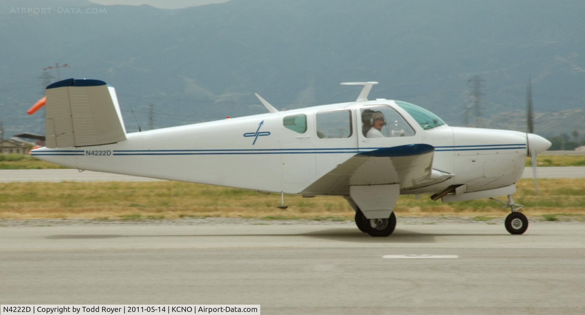 N4222D, 1951 Beech G35 Bonanza C/N D-4425, Taxiing at Chino