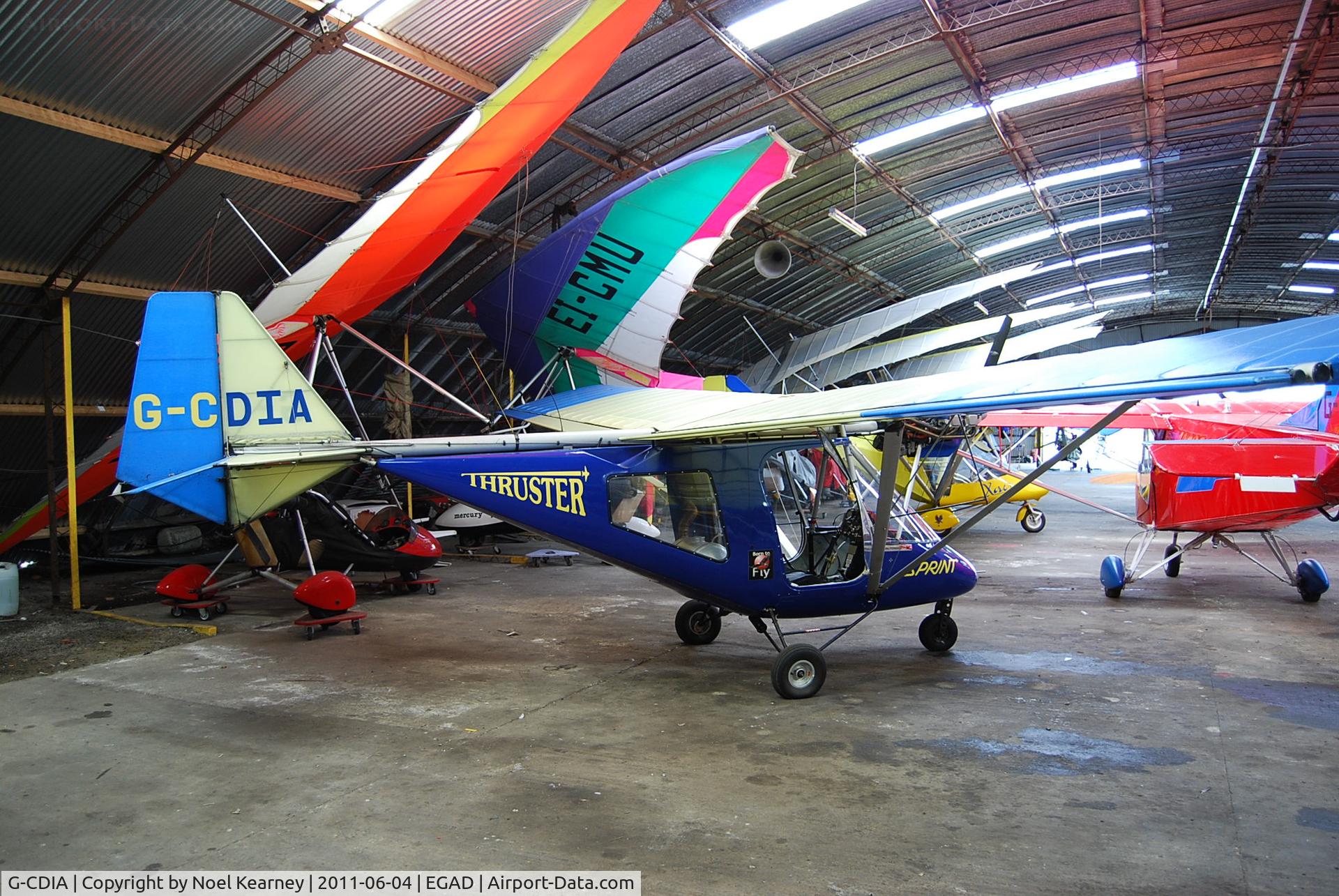 G-CDIA, 2005 Thruster T600N 450 C/N 0051-T600N-111, In the hanger at Newtownards during Fly-in 2011.