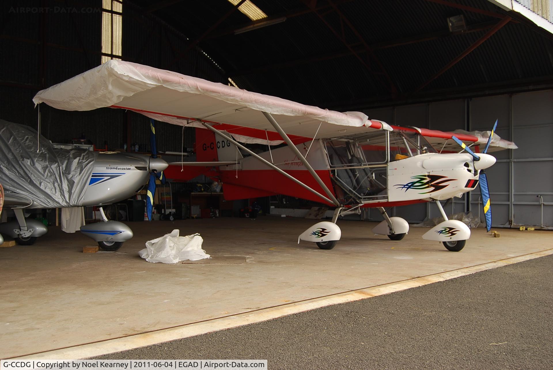 G-CCDG, 2003 Best Off Skyranger 912(1) C/N BMAA/HB/271, In the hanger at Newtownards during Fly-in 2011.
