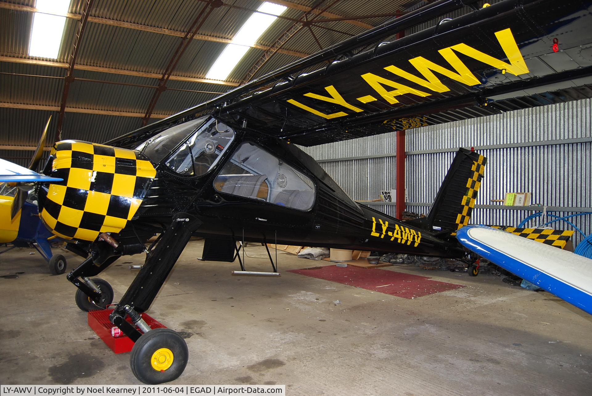 LY-AWV, PZL-Okecie PZL-104 Wilga 35A C/N 21919018, In the hanger at Newtownards during Fly-in 2011.