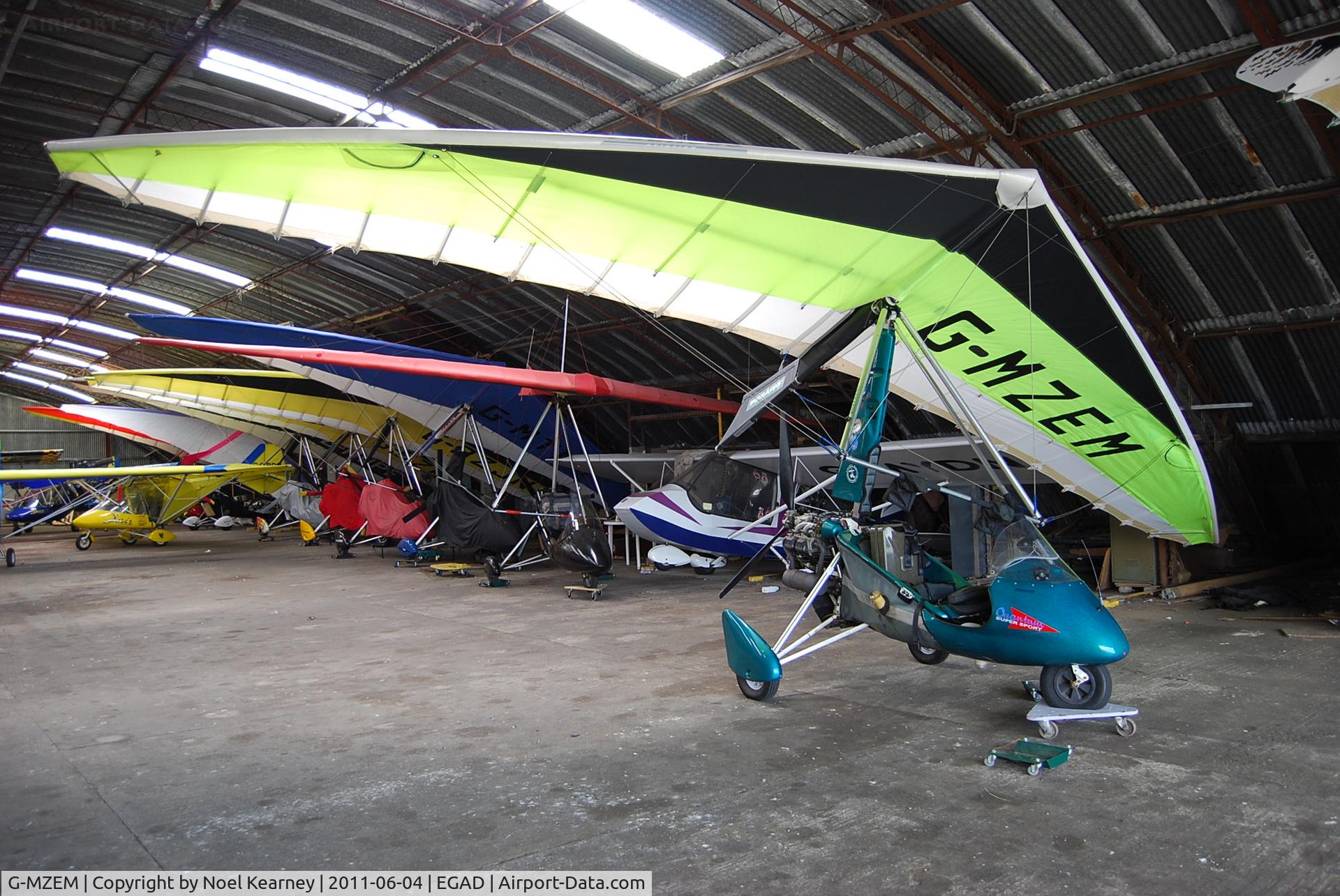 G-MZEM, 1996 Pegasus Quantum 15-912 C/N 7277, In the hanger at Newtownards during Fly-in 2011.