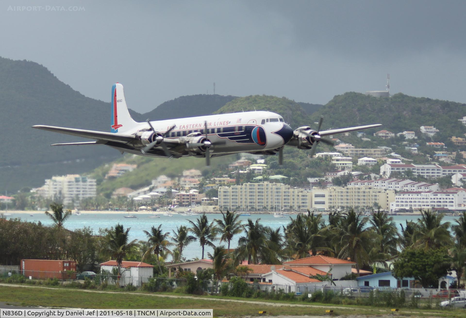 N836D, 1957 Douglas DC-7B C/N 45345, N836D departing TNCM runway 28