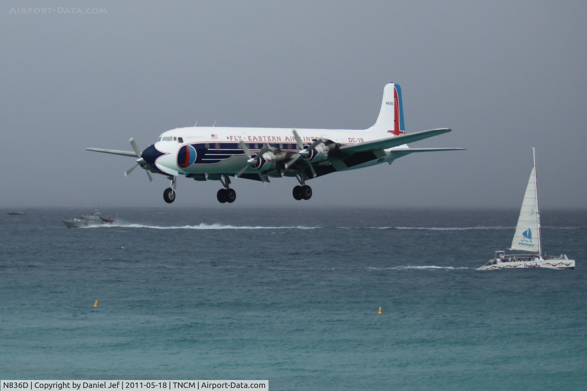 N836D, 1957 Douglas DC-7B C/N 45345, N836D landing at TNCM after the photo shoot st TNCM