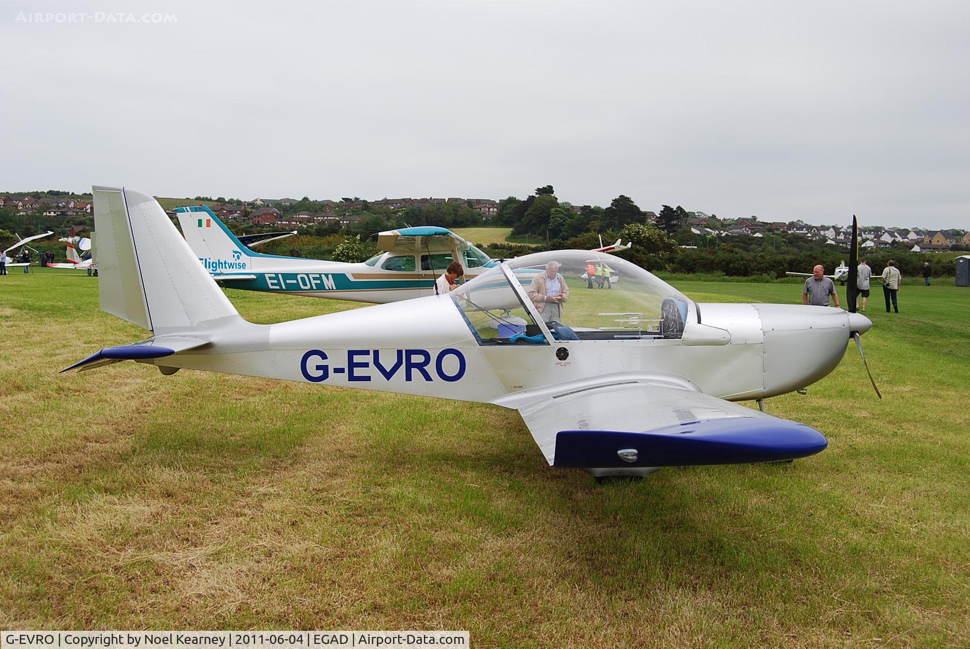 G-EVRO, 2004 Aerotechnik EV-97 Eurostar C/N PFA 315-14137, Parked in the display area at Newtownards Airfield.