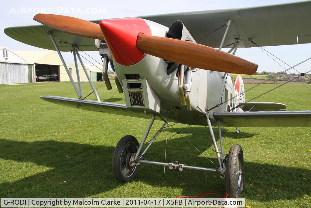 G-RODI, 1986 Isaacs Fury II C/N PFA 011-10130, Isaacs Fury replica at Fishburn Airfield in April 2011.