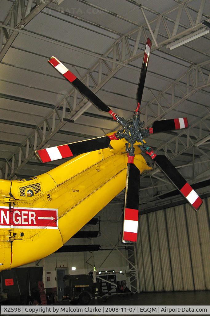 XZ598, 1978 Westland Sea King HAR.3 C/N WA864, Westland Sea King in the hangar at RAF Boulmer in November 2008.