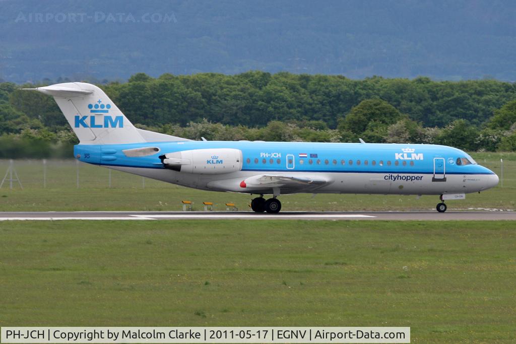 PH-JCH, 1994 Fokker 70 (F-28-0070) C/N 11528, Fokker 70 landing at Durham Tees Valley Airport in May 2011.