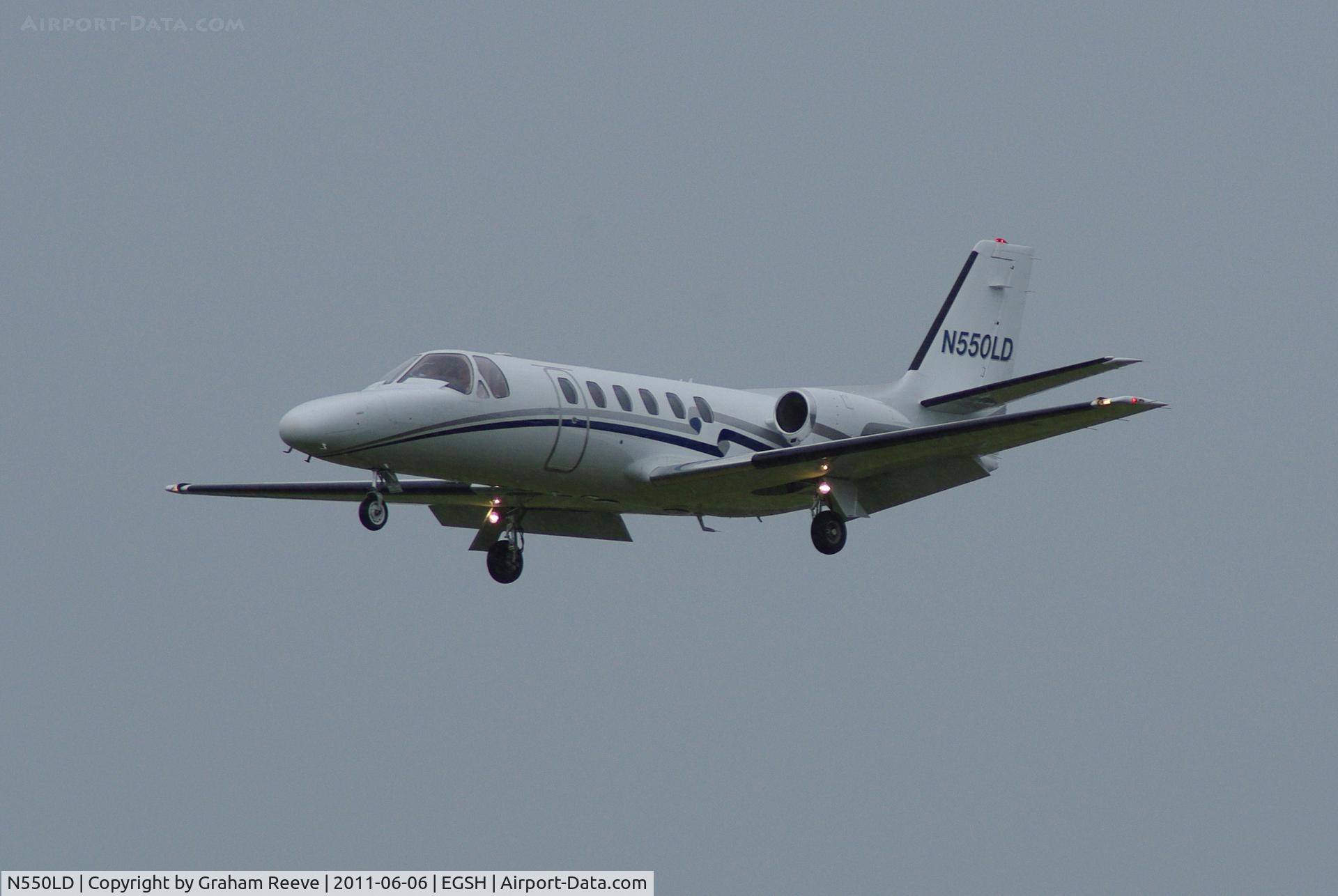 N550LD, 1982 Cessna 550 Citation C/N 550-0323, About to touch down.