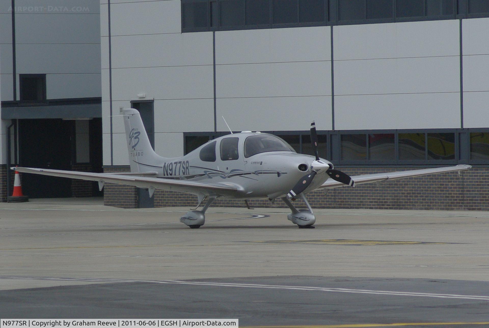 N977SR, 2007 Cirrus SR22 C/N 2779, Parked at Norwich.
