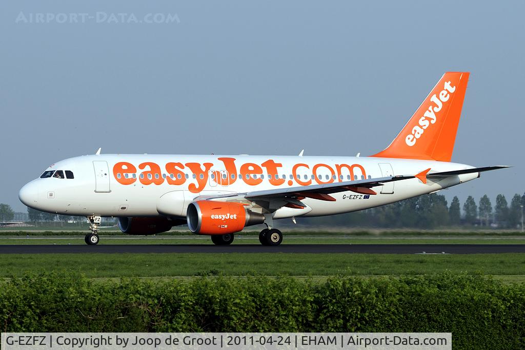 G-EZFZ, 2010 Airbus A319-111 C/N 4425, evening departure