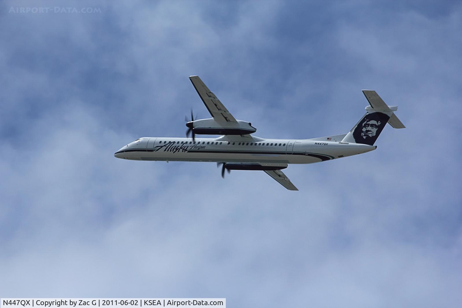 N447QX, 2011 Bombardier DHC-8-402 Dash 8 C/N 4364, Just took off heading south.