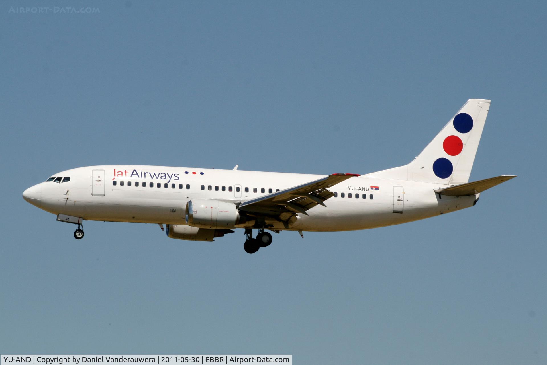 YU-AND, 1985 Boeing 737-3H9 C/N 23329/1134, Arrival of flight JU272 to RWY 25L
