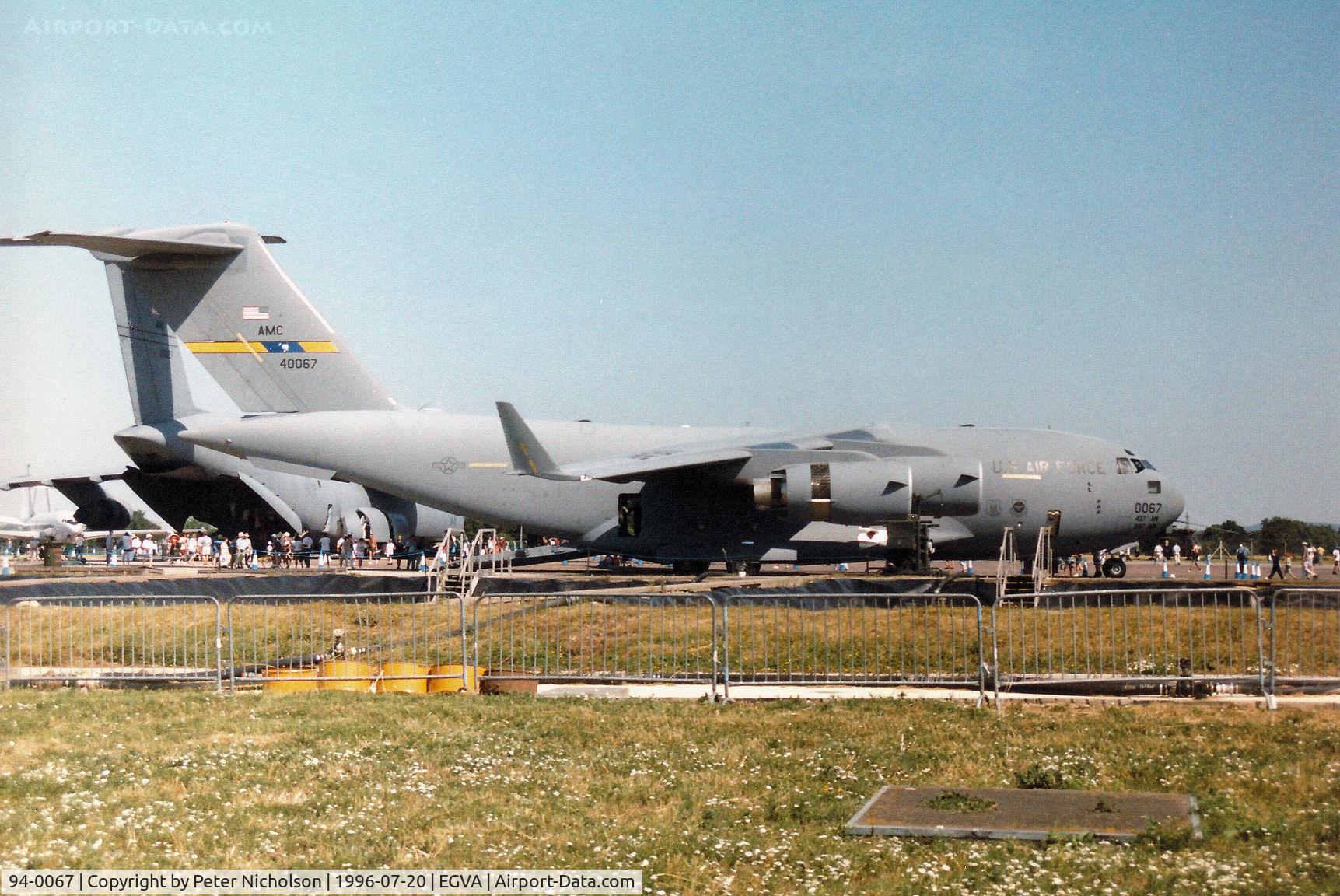 94-0067, 1994 McDonnell Douglas C-17A Globemaster III C/N 50027/F-26, C-17A Globemaster of the 437th Airlift Wing at Charleston AFB on display at the 1996 Royal Intnl Air Tattoo at RAF Fairford.
