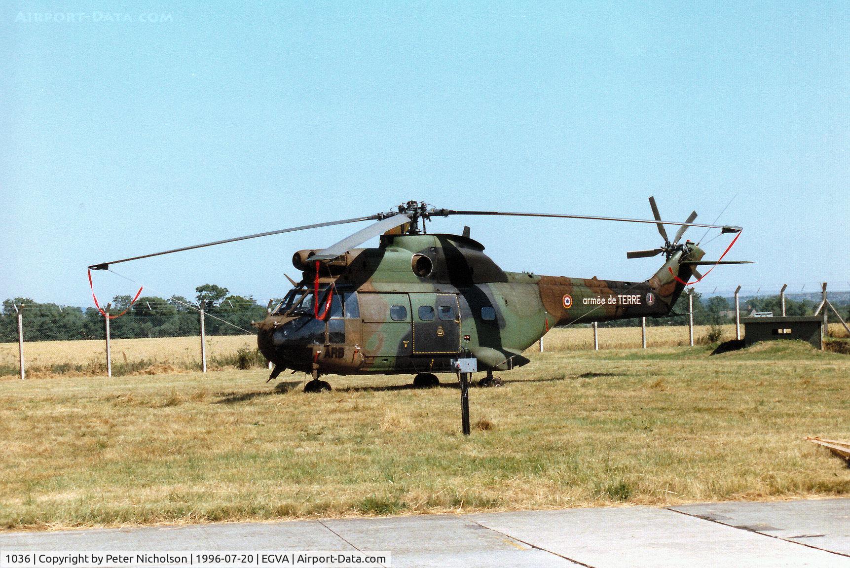 1036, Aérospatiale SA-330B Puma C/N 1036, Another view of the French Army SA-330B Puma on display at the 1996 Royal Intnl Air Tattoo at RAF Fairford.