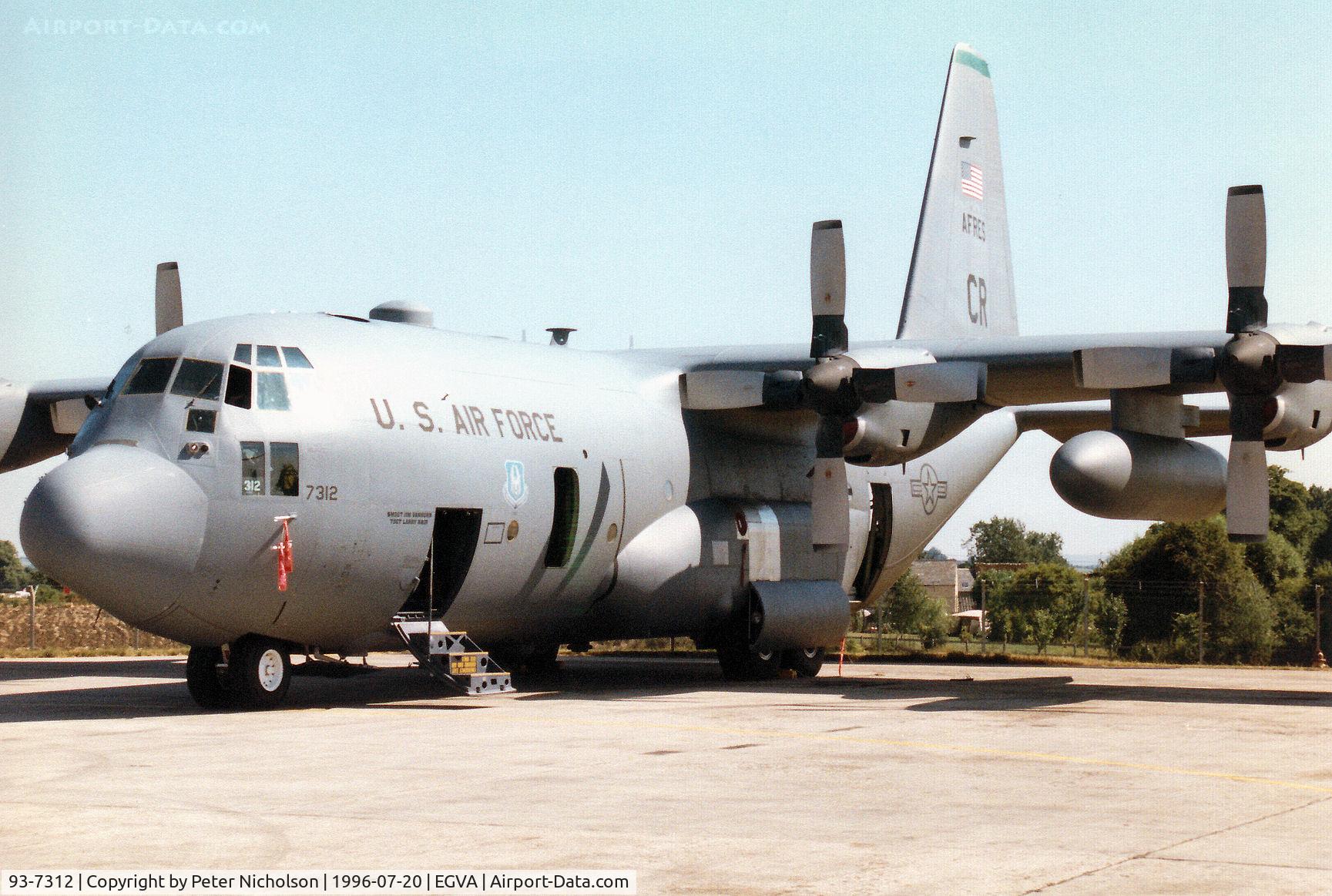 93-7312, 1993 Lockheed C-130H Hercules C/N 382-5377, C-130H Hercules of the 731st Airlift Squadron at Peterson AFB on display at the 1996 Royal Intnl Air Tattoo at RAF Fairford.