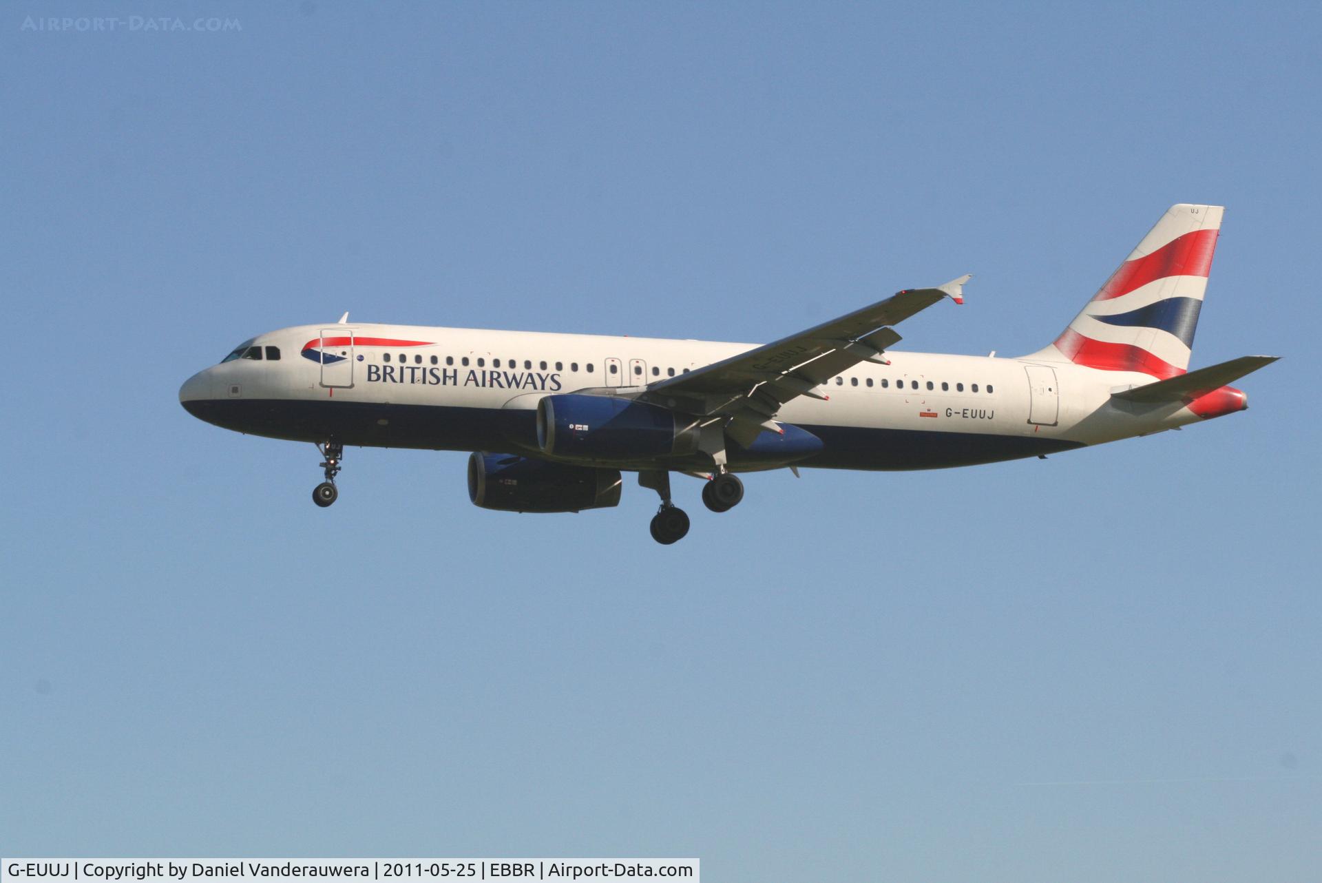 G-EUUJ, 2002 Airbus A320-232 C/N 1883, Arrival of flight BA388 to RWY 25L
