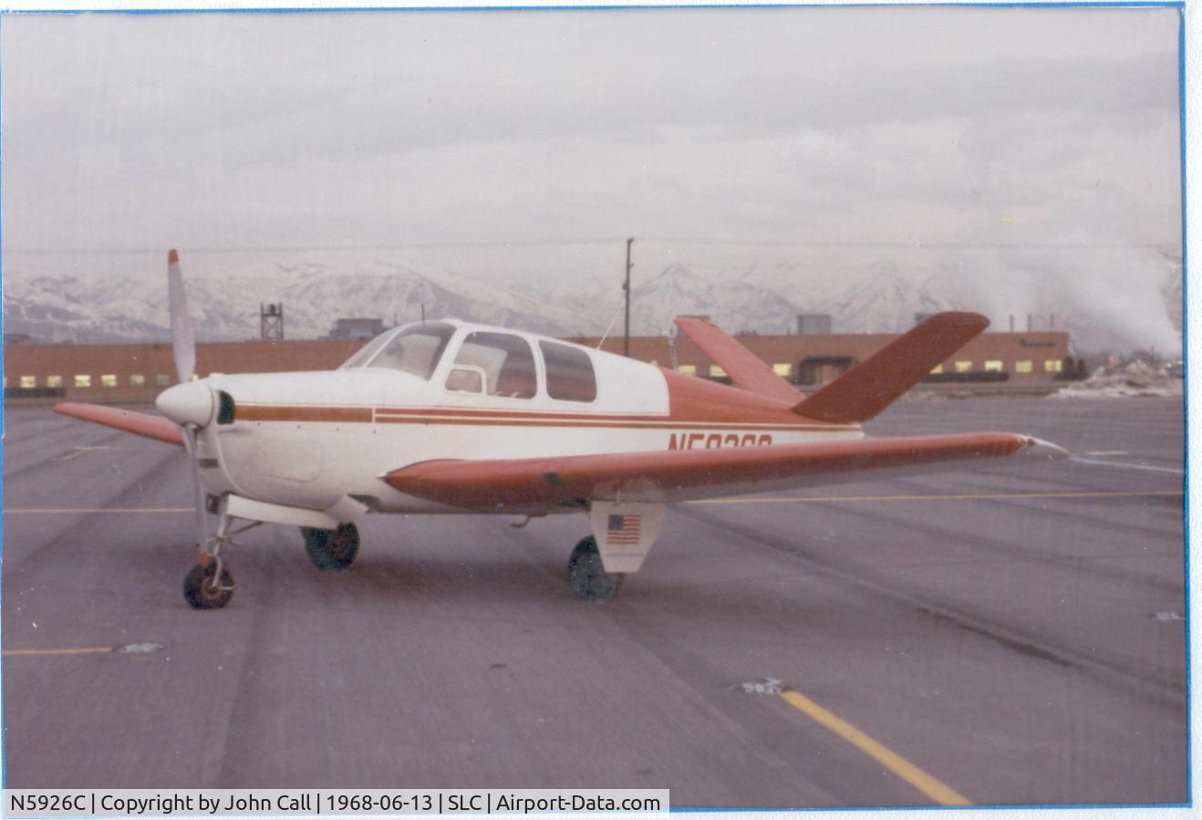N5926C, 1952 Beech C35 Bonanza C/N D-3285, It had 500 hours when I bought it. It had not been flying much so the engine used a lot of oil. About a quart per hour. I had it overhauled. I loved to fly it.