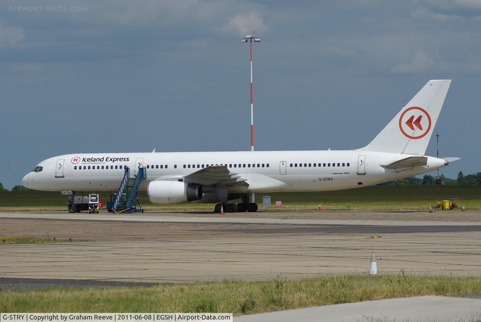 G-STRY, 1996 Boeing 757-28A C/N 28161, Fresh out of the paint shop and in the colours of Iceland Express.