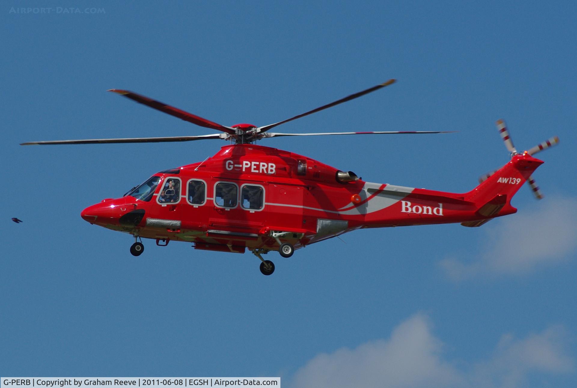 G-PERB, 2011 AgustaWestland AW-139 C/N 41261, On finals.