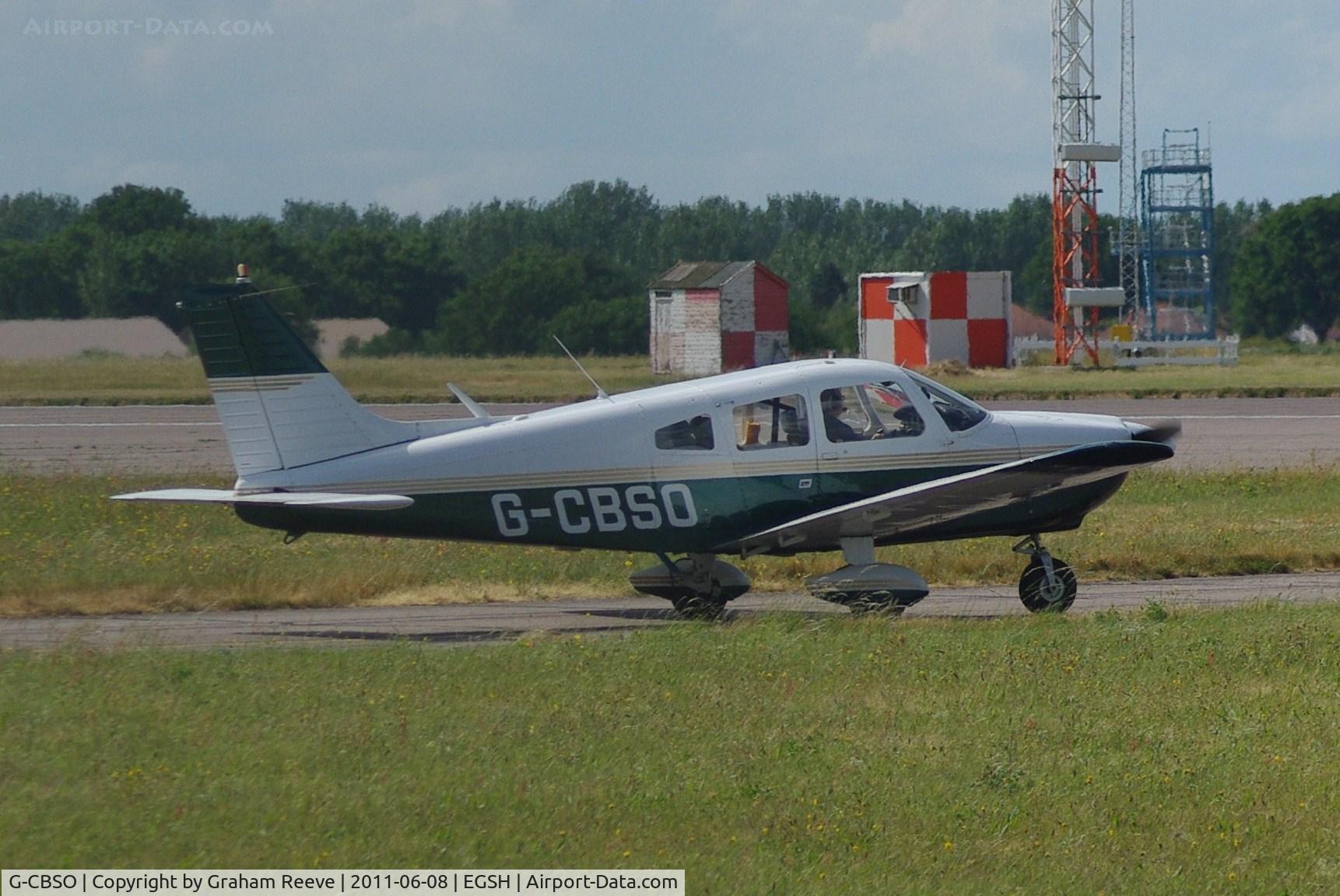 G-CBSO, 1976 Piper PA-28-181 Cherokee Archer II C/N 28-7690376, About to line up for departure.