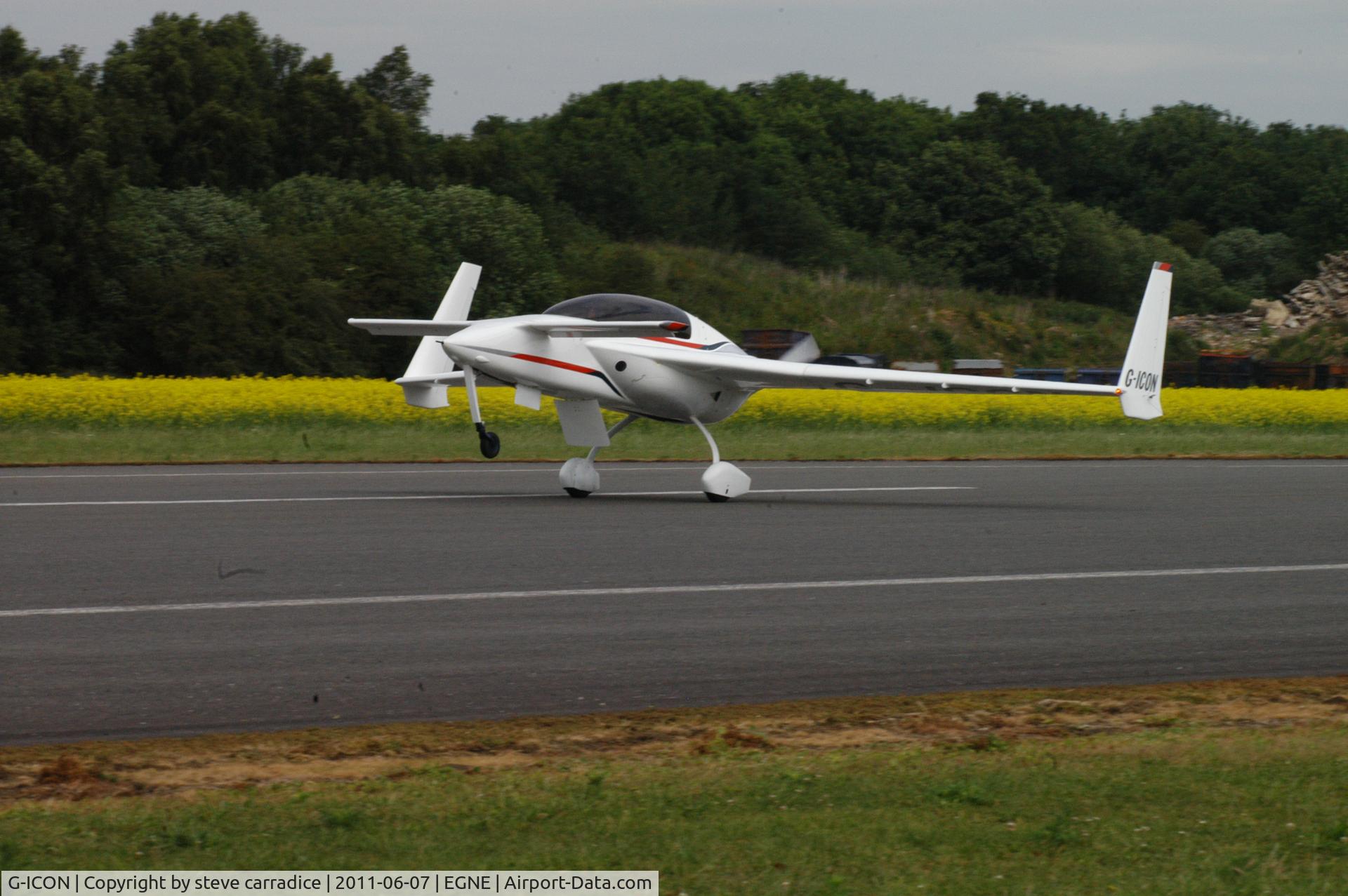 G-ICON, 2000 Rutan Long-EZ C/N PFA 074A-11104, Showboating on rollout runway 21 gamston