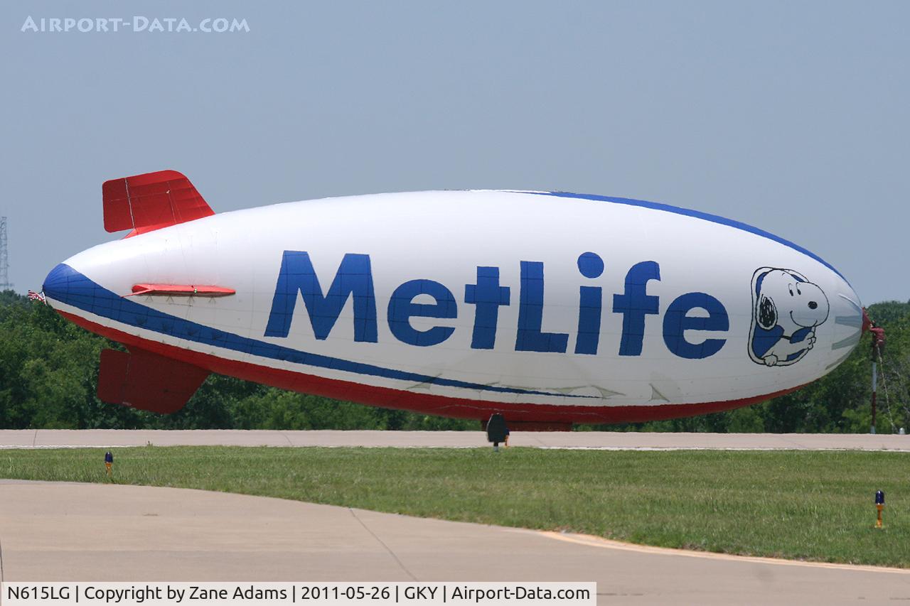 N615LG, 1997 American Blimp Corp A60R C/N 015, Met Life blimp in new colors for 2011. At Arlington Municipal.