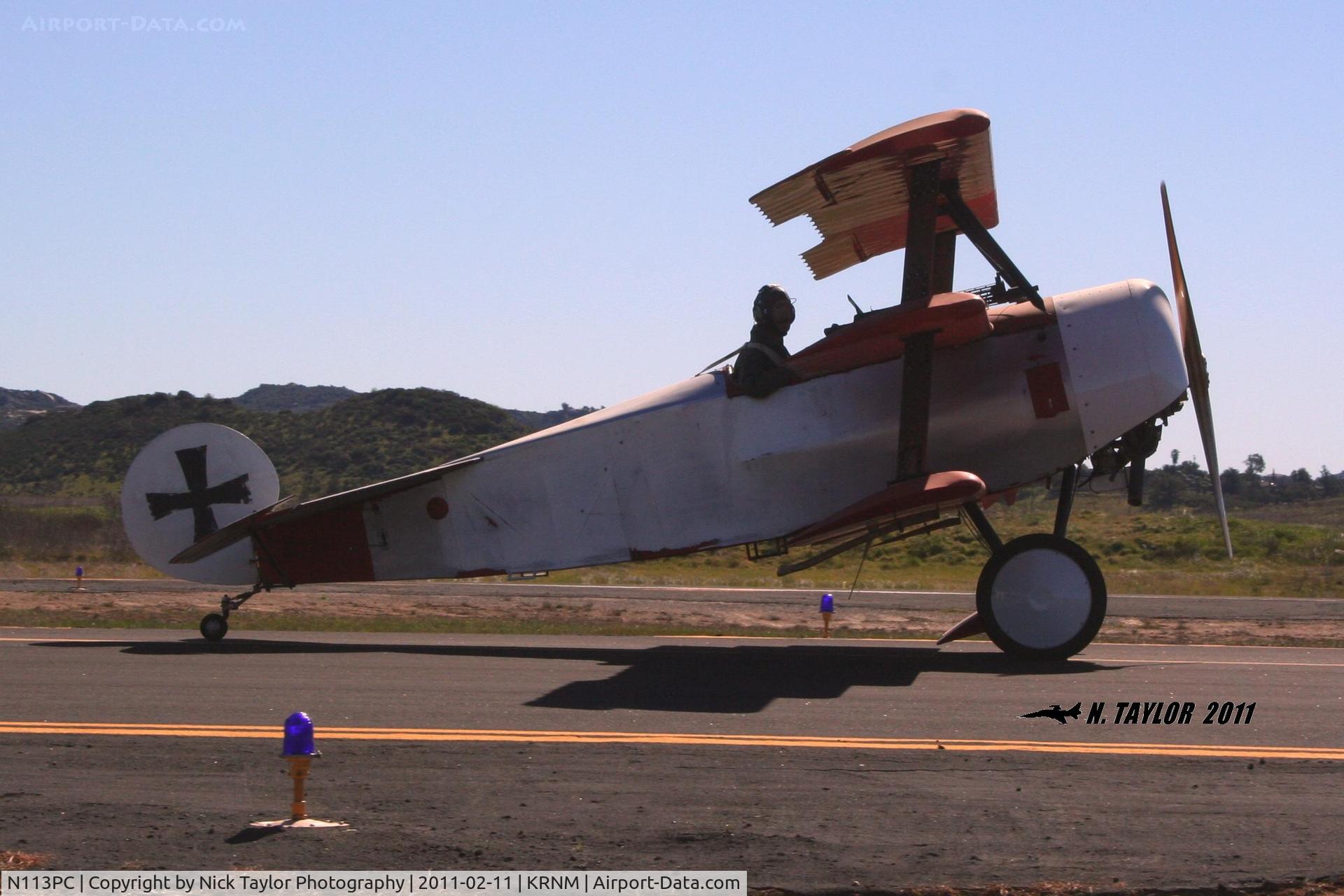 N113PC, 1982 Fokker Dr.1 Triplane Replica C/N 1 (N113PC), Arriving at Ramona