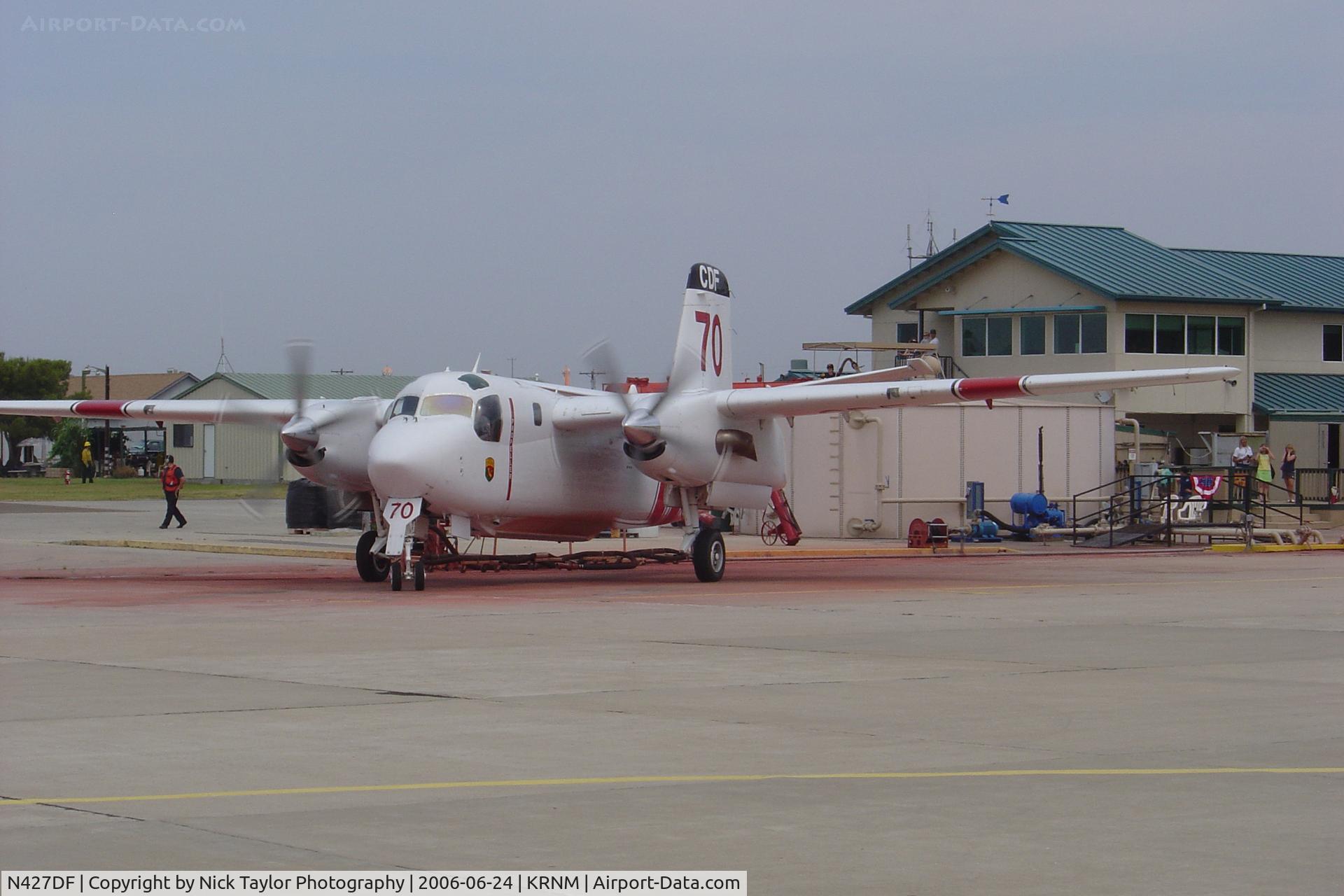 N427DF, 2001 Marsh Aviation S-2F3AT C/N 153570, Tanker 70 heading out to a fire call during the Ramona Air Fair.