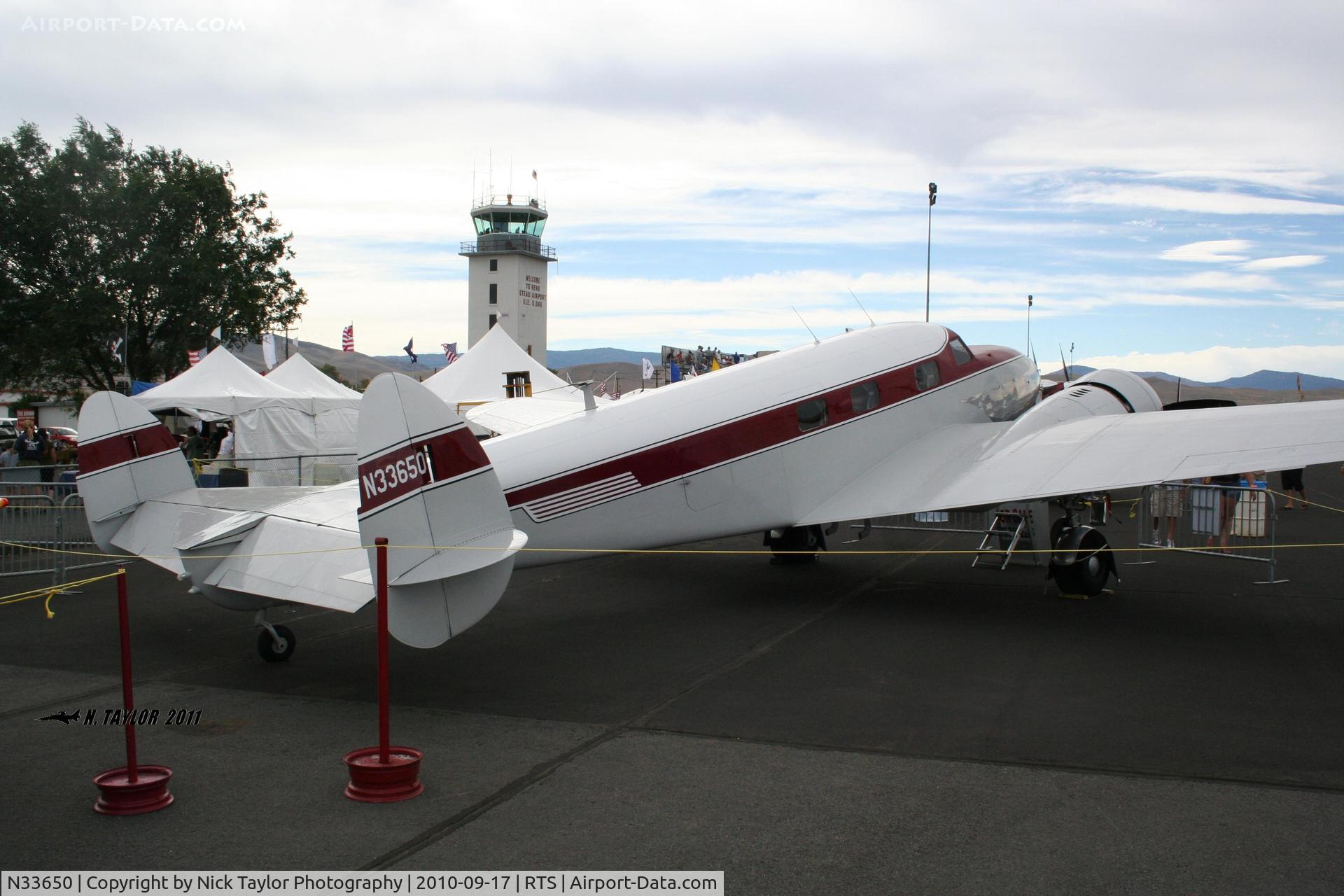 N33650, 1941 Lockheed 12A Electra Junior C/N 1294, On display at Reno