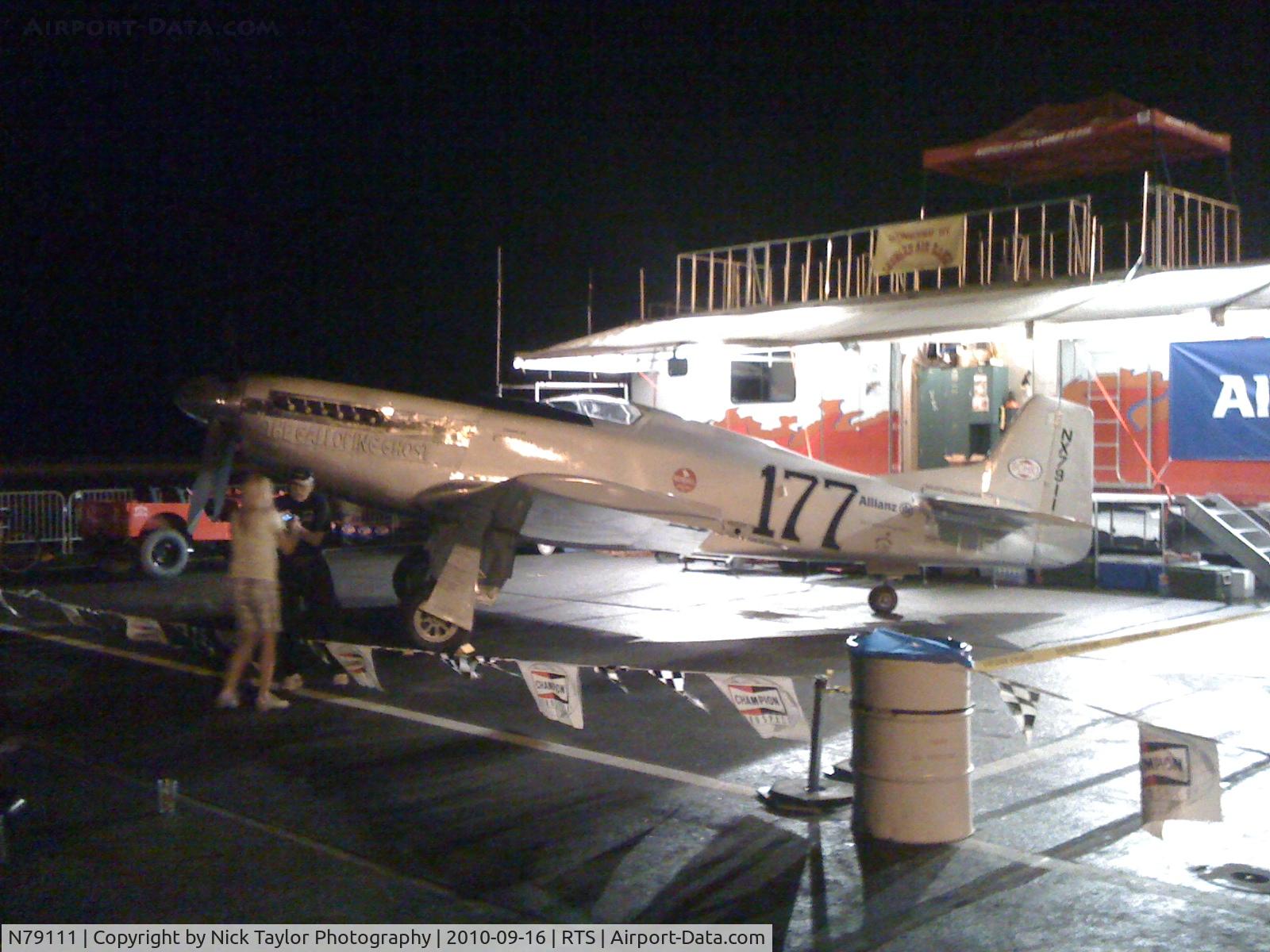 N79111, 1946 North American P-51D Mustang C/N 44-15651, In the pitts late at night.
