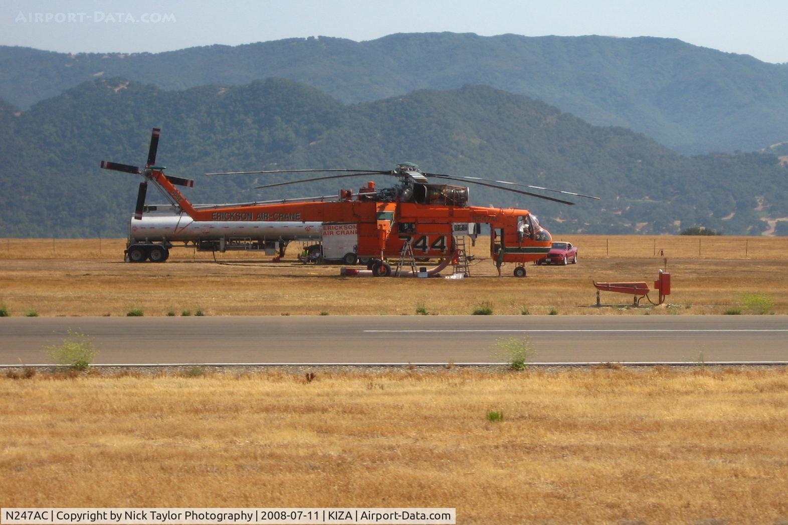 N247AC, 1968 Erickson S64E Skycrane C/N 64052, Waiting for a fire at Santa Ynez