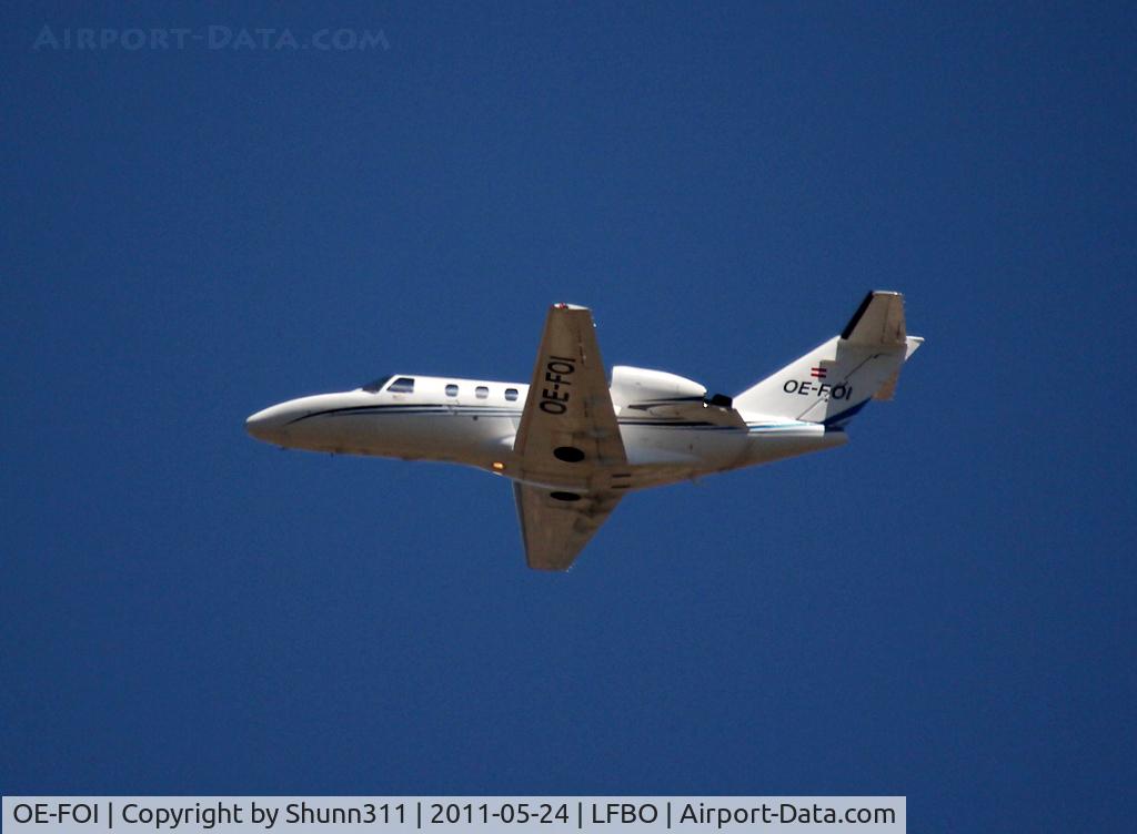 OE-FOI, 2002 Cessna 525 CitationJet CJ1 C/N 525-0477, Taking off rwy 32R